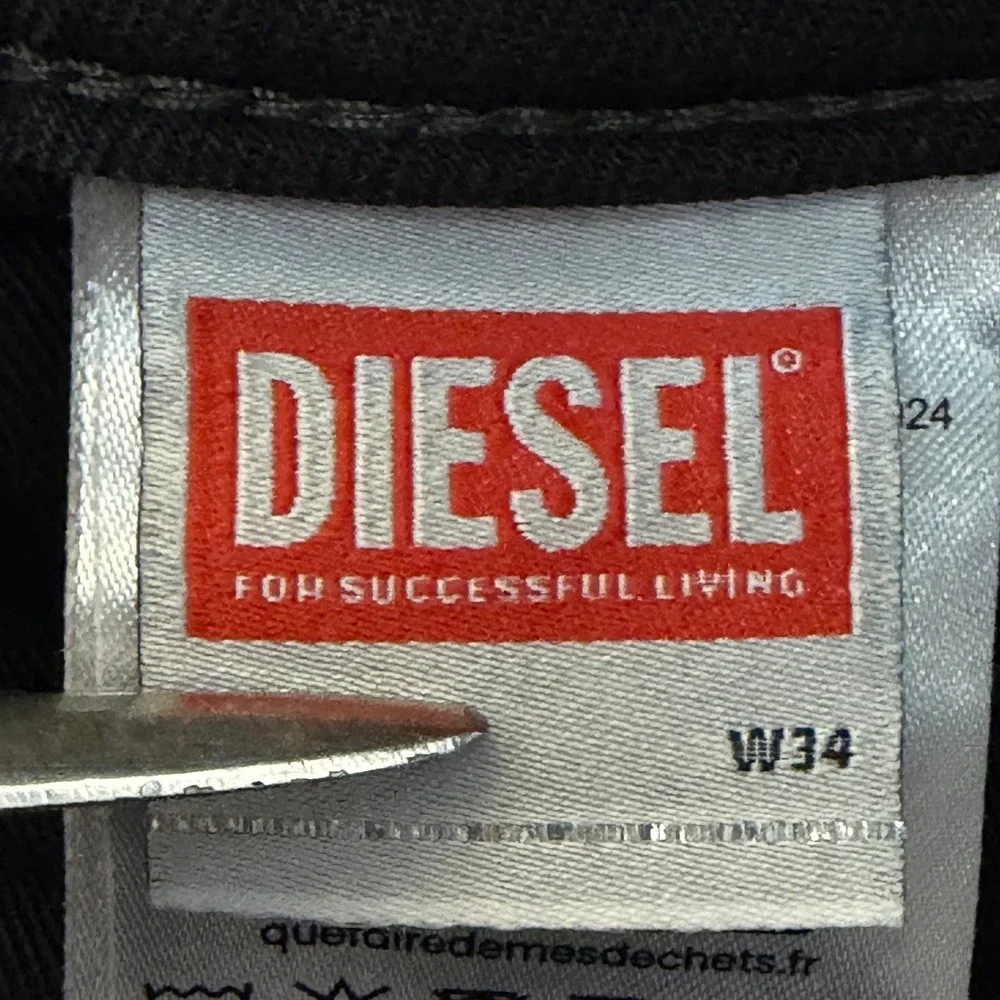 Diesel Industry Mens Charcoal Gray Straight Leg Button Fly Denim Jeans W34